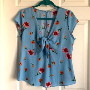 Light blue top with tie front